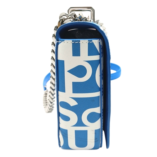 190 - A Burberry Blue Lola Raindrop Pouring Shoulder Bag. Leather exterior with silver-toned hardware, cha... 