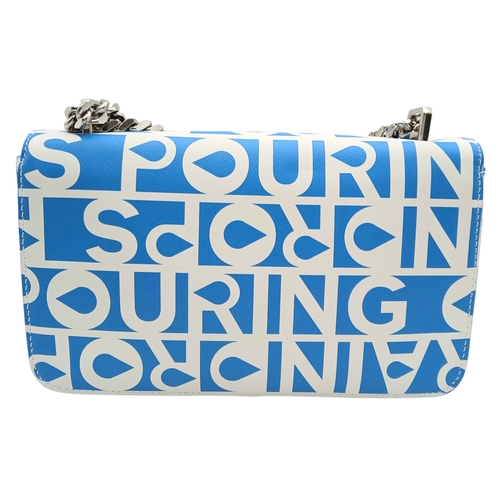 190 - A Burberry Blue Lola Raindrop Pouring Shoulder Bag. Leather exterior with silver-toned hardware, cha... 