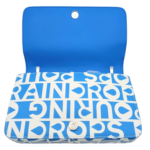 190 - A Burberry Blue Lola Raindrop Pouring Shoulder Bag. Leather exterior with silver-toned hardware, cha... 