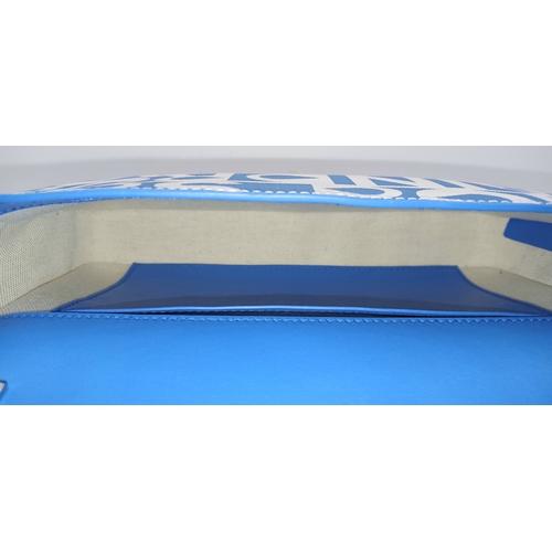 190 - A Burberry Blue Lola Raindrop Pouring Shoulder Bag. Leather exterior with silver-toned hardware, cha... 