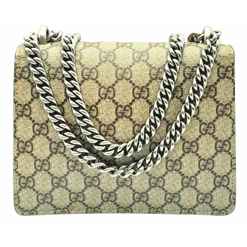 204 - A Gucci GG Supreme Monogram Mini Dionysus Shoulder Bag. GG monogram coated canvas exterior with red ... 
