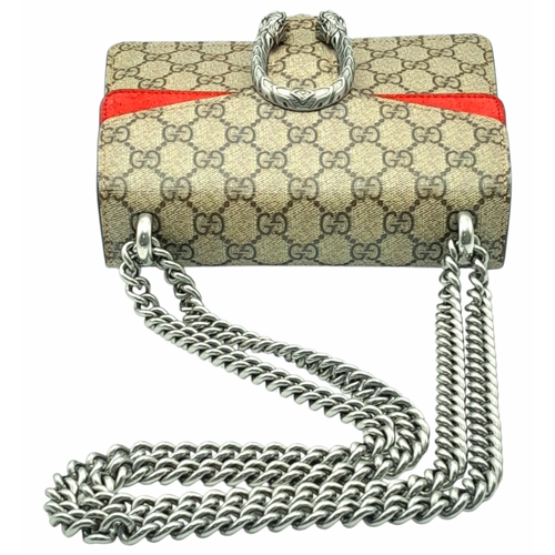 204 - A Gucci GG Supreme Monogram Mini Dionysus Shoulder Bag. GG monogram coated canvas exterior with red ... 