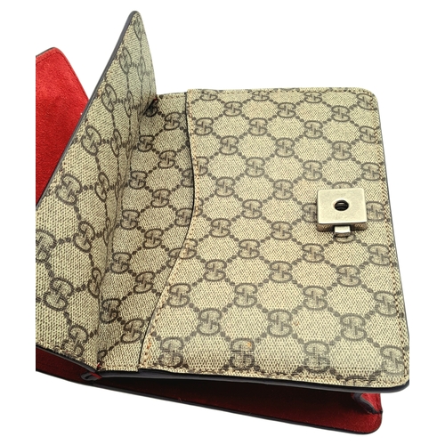 204 - A Gucci GG Supreme Monogram Mini Dionysus Shoulder Bag. GG monogram coated canvas exterior with red ... 
