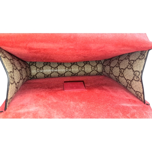 204 - A Gucci GG Supreme Monogram Mini Dionysus Shoulder Bag. GG monogram coated canvas exterior with red ... 
