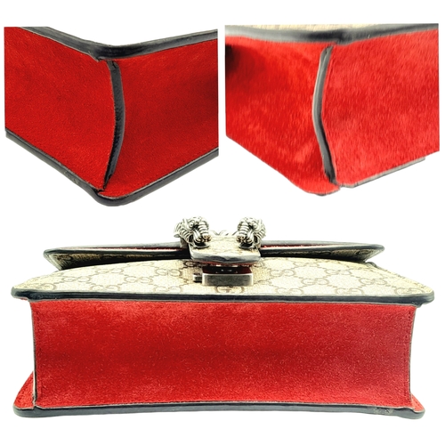 204 - A Gucci GG Supreme Monogram Mini Dionysus Shoulder Bag. GG monogram coated canvas exterior with red ... 