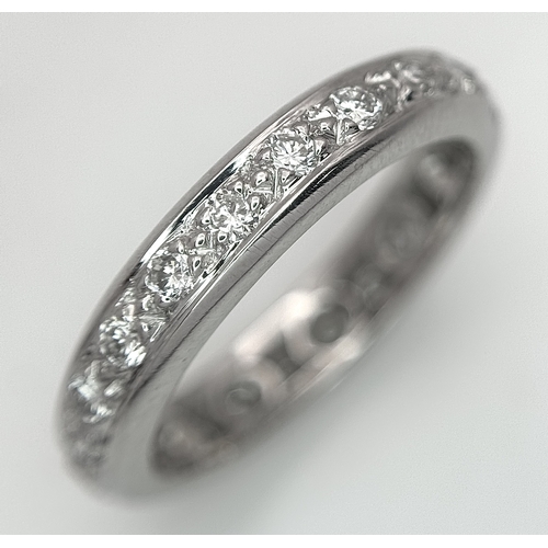216 - A 950 Platinum and Diamond Full Eternity Ring. Pave setting with 0.40ctw of round brilliant cut diam... 