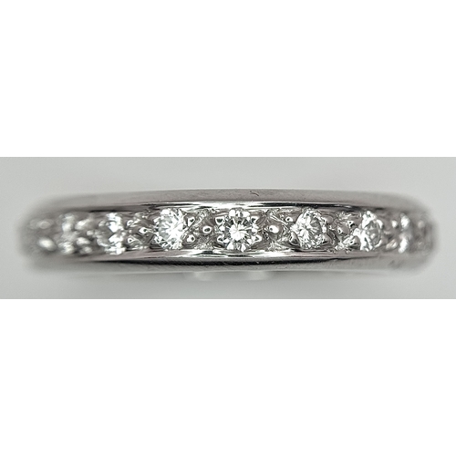 216 - A 950 Platinum and Diamond Full Eternity Ring. Pave setting with 0.40ctw of round brilliant cut diam... 