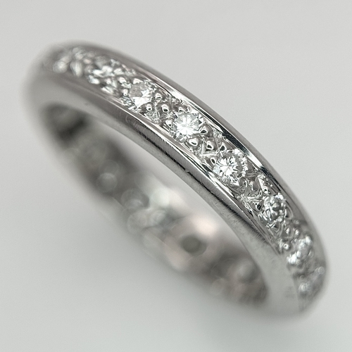 216 - A 950 Platinum and Diamond Full Eternity Ring. Pave setting with 0.40ctw of round brilliant cut diam... 