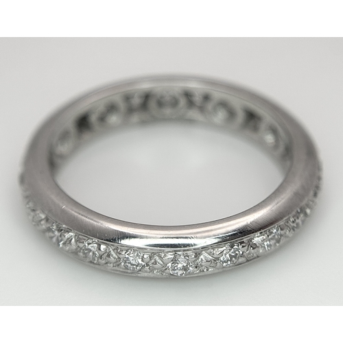 216 - A 950 Platinum and Diamond Full Eternity Ring. Pave setting with 0.40ctw of round brilliant cut diam... 