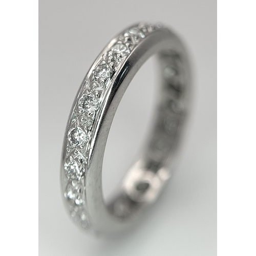 216 - A 950 Platinum and Diamond Full Eternity Ring. Pave setting with 0.40ctw of round brilliant cut diam... 