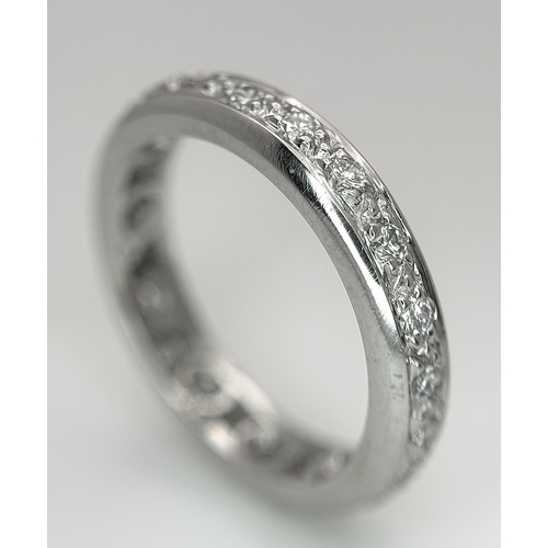 216 - A 950 Platinum and Diamond Full Eternity Ring. Pave setting with 0.40ctw of round brilliant cut diam... 