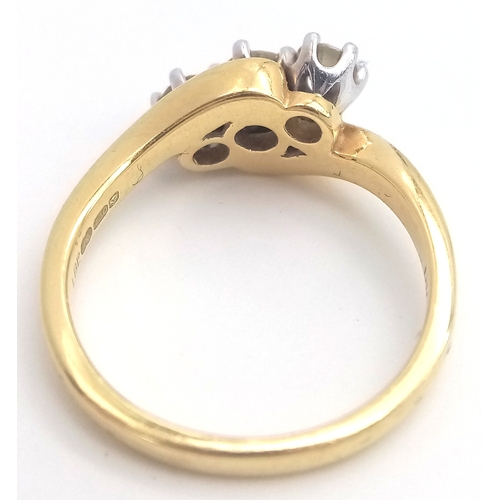 217 - Fabulous Fully Hallmarked 18 CARAT GOLD RING having 3 x BRILLIANT CUT DIAMONDS mounted to top in Cro... 