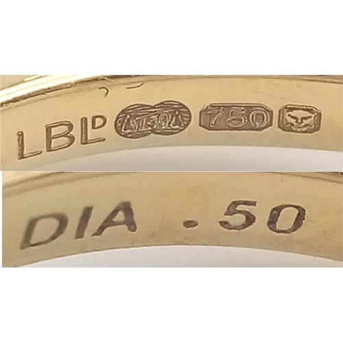 217 - Fabulous Fully Hallmarked 18 CARAT GOLD RING having 3 x BRILLIANT CUT DIAMONDS mounted to top in Cro... 