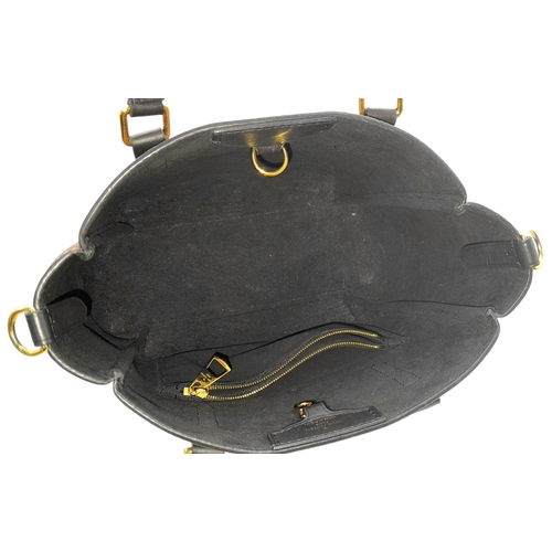 218 - A Louis Vuitton Damier Ebene Belmont Tote Bag. Brown Damier Ebene coated canvas exterior with black ... 