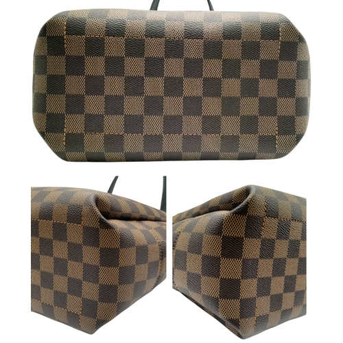 218 - A Louis Vuitton Damier Ebene Belmont Tote Bag. Brown Damier Ebene coated canvas exterior with black ... 