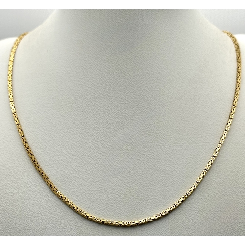 231 - Beautiful 9 CARAT GOLD FANCY BOX CHAIN NECKLACE. Full UK hallmark.  8.7 Grams. 46 cm.