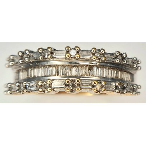236 - A 10K YELLOW GOLD, 3 ROW, DIAMOND SET RING. 0.30 CTW, 3.6G, SIZE N. SC 7001