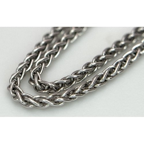 330 - An 18K White Gold, Sapphire and Diamond Oval Shaped Pendant on an 18K White Gold Chain necklace. 0.7... 