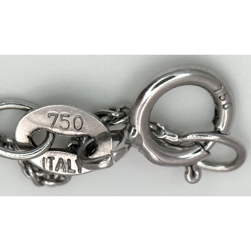 330 - An 18K White Gold, Sapphire and Diamond Oval Shaped Pendant on an 18K White Gold Chain necklace. 0.7... 