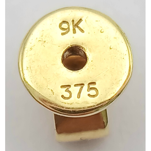 355 - A PAIR OF 9K YELLOW GOLD, BLUE TOPAZ SET, STUD EARRINGS. 2.1G. MS RED 1004