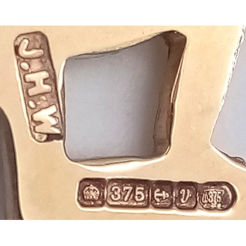 357 - Traditional  9 CARAT GOLD MASONIC CHARM/PENDANT. Fully Hallmarked. 1.50 Grams.