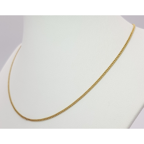 24 - A 9K Yellow Gold Petit Curb Link Chain/Necklace. 37cm. 2.9g.