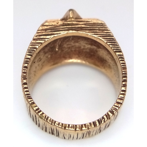 67 - A 9K Gold Ornate Star of David Signet Ring. Size M 1/2. 11.5g.