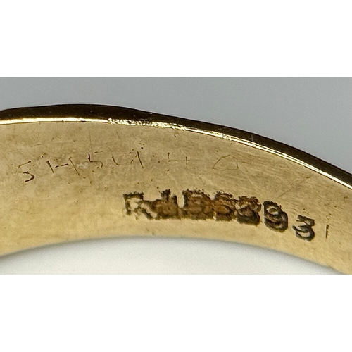 708 - A 9K Yellow Gold Opal and Blue Stone Ring. Size O 1/2 - P. 3.1g total weight. Ref: 1/41156