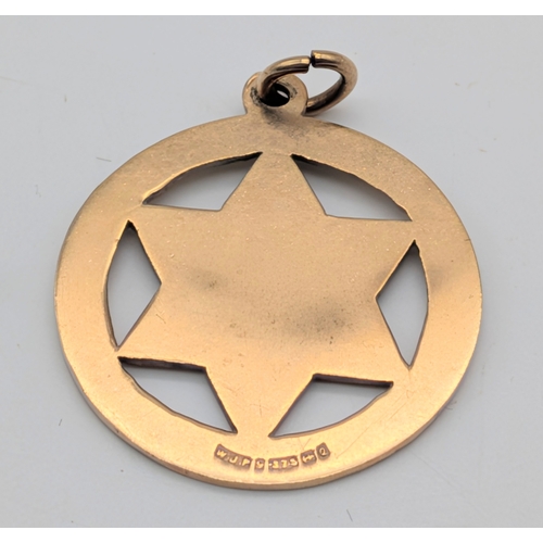 74 - A 9K Gold Star of David Pendant. 2.5cm. 2g.