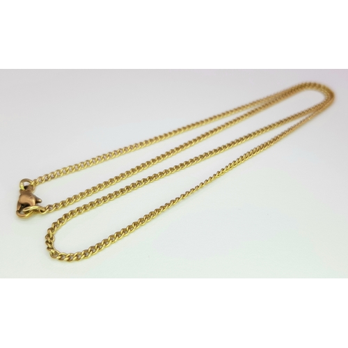 24 - A 9K Yellow Gold Petit Curb Link Chain/Necklace. 37cm. 2.9g.