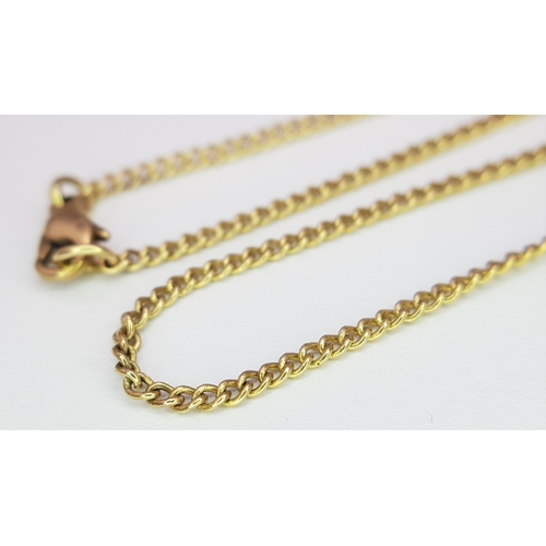 24 - A 9K Yellow Gold Petit Curb Link Chain/Necklace. 37cm. 2.9g.