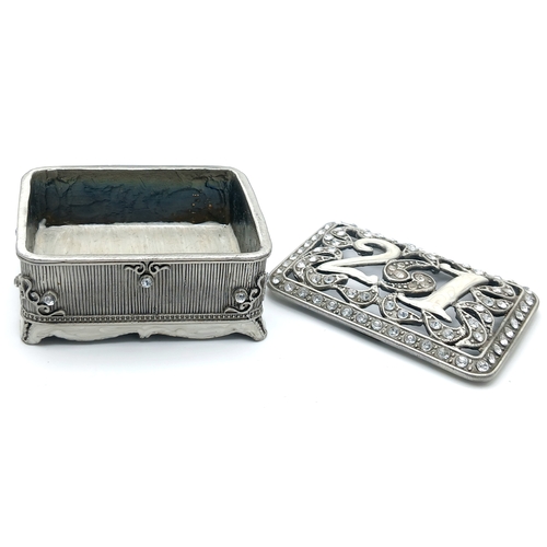 337 - A Small Decorative Trinket Box with Removable Lid. Features rectangular form with ornate detailing, ... 