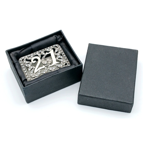 337 - A Small Decorative Trinket Box with Removable Lid. Features rectangular form with ornate detailing, ... 