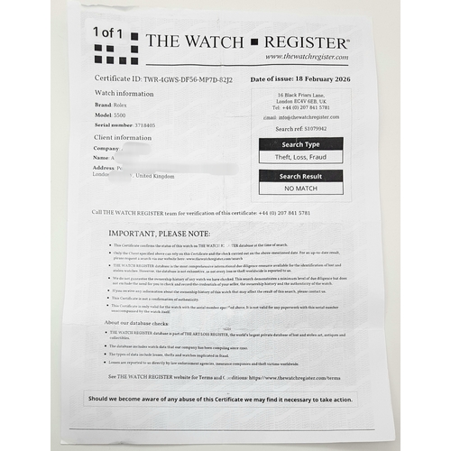 304 - A Vintage Rolex UAE Air-King Automatic Gents Watch. Model 5500. Stainless steel bracelet and case - ... 