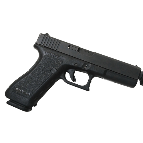 90 - A Deactivated Austrian Glock 17 Semi Automatic Pistol with Silencer. 9mm calibre with a 4.5 inch bar... 