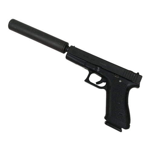 90 - A Deactivated Austrian Glock 17 Semi Automatic Pistol with Silencer. 9mm calibre with a 4.5 inch bar... 