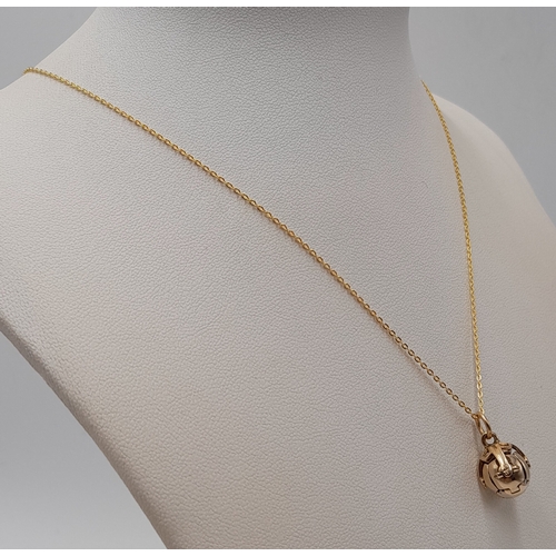 1231 - A Vintage Gold On Silver Masonic Orb Cross Pendant on a later Gold on Sterling Silver 46cm Length Ch... 