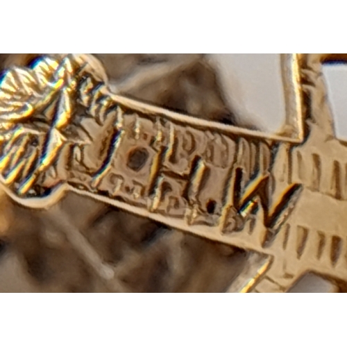 1231 - A Vintage Gold On Silver Masonic Orb Cross Pendant on a later Gold on Sterling Silver 46cm Length Ch... 