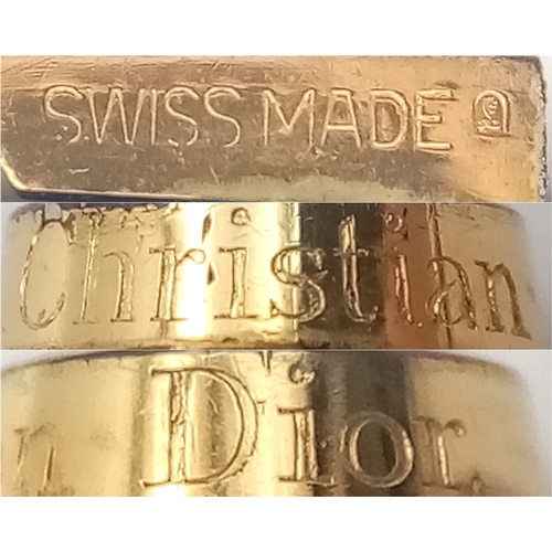 1245 - A Very Stylish Christian Dior Blue Lacquer and Gold Tone Fountain Pen 15cm Length. Complete with Box... 