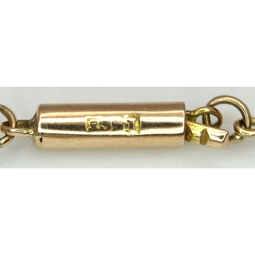 1252 - A Very Elegant Vintage 15K Yellow Gold Bar and Link Necklace- 44cm Length. 3.11 Grams.