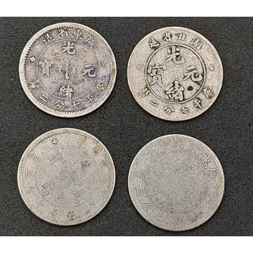 1378 - A Parcel of Four Antique Chinese Silver Coins Comprising 1) Three 1890 Dated China Empire 7.2 Candar... 