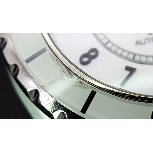 107 - A Chanel J12 Automatic Ceramic Ladies Watch. White ceramic bracelet and case - 38mm. Opaque white di... 