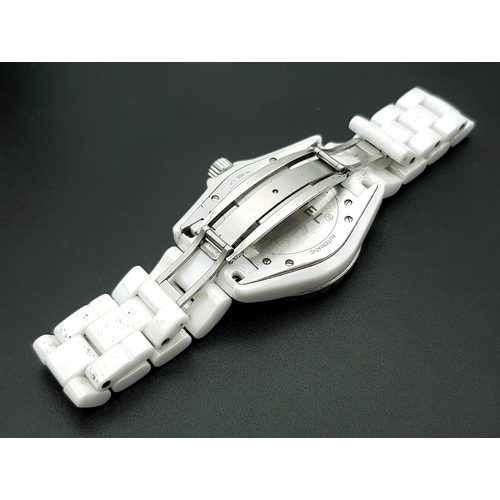 107 - A Chanel J12 Automatic Ceramic Ladies Watch. White ceramic bracelet and case - 38mm. Opaque white di... 