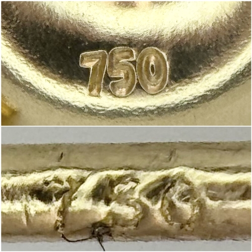 1228 - A Stunning Pair of 18K Gold, Emerald and Diamond Cocktail Earrings. Hexagonal shape, 12 x 12mm. 0.56... 