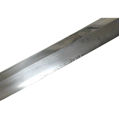 13 - WW2 Japanese Officers Katana-Shin Gunto Sword. A shortened Katana Blade with a marked tang set with ... 