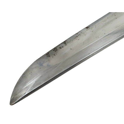 13 - WW2 Japanese Officers Katana-Shin Gunto Sword. A shortened Katana Blade with a marked tang set with ... 