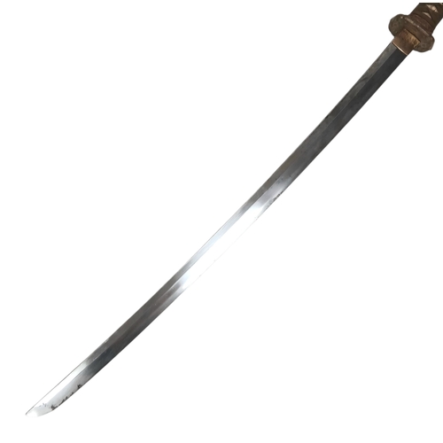 13 - WW2 Japanese Officers Katana-Shin Gunto Sword. A shortened Katana Blade with a marked tang set with ... 