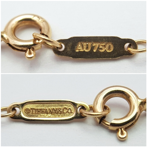 15 - A TIFFANY AND CO, 18K ROSE GOLD, KEY DESIGN PENDANT ON CHAIN NECKLACE. 4.4G. SC 8042