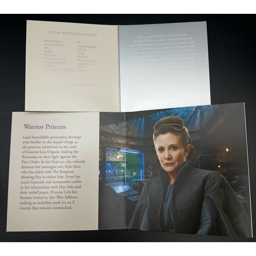 638 - A Royal Mint 1oz Fine Silver (.999) Star Wars Proof £2 Coin - Luke Skywalker and Princess Leia. Limi... 