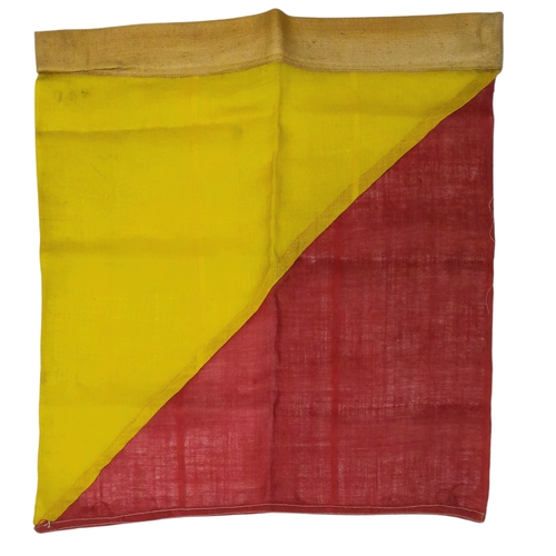 710 - Pair of WW1- WW2 British 1/2 Red/ 1/2 Yellow diagonal Semaphore Flags. For sending signals in the fi... 